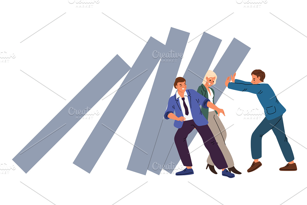 Team of business people trying to, a Person Illustration by Vectorbuum