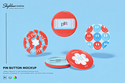 Set of Pin Button Mockup, an Advertising Mockup by skybluecreative (Thumbnail 1 of 2)