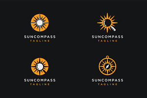 Set Of Sun Compass Glass Logo