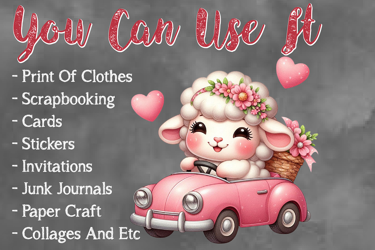 Valentine Cute Sheep Clipart Bundle, a Seasonal Illustration by Craft Nest (Photo 5 of 5)