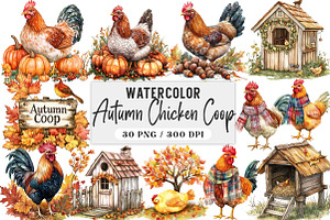Autumn Chicken Coop Clipart, an Illustration by DreamArtGraphic