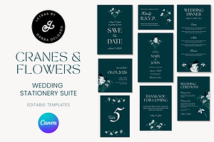 Illustrated Wedding Stationery Suite, a Print Template by Gabba Delgado