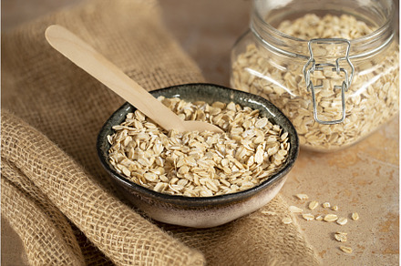 Oat flakes, cereals in a handmade