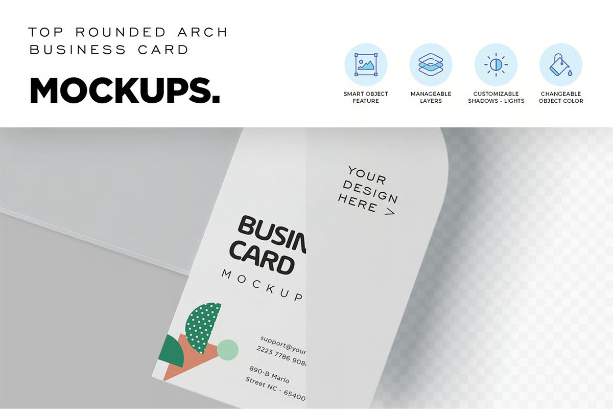 Arched Shape Business Card Mockups, an Advertising Mockup by megostudi0 (Photo 6 of 6)