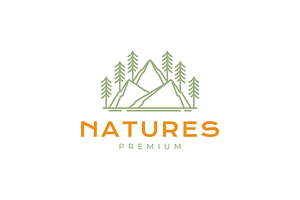 mountain outdoor view line logo, a Branding & Logo Template by devastd