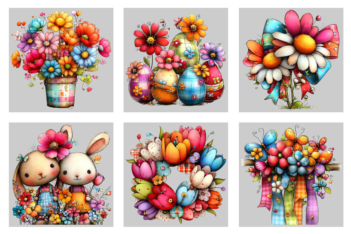 Whimsical Spring Gingham Clipart, an Illustration by Black Bird Studio (Photo 5 of 5)