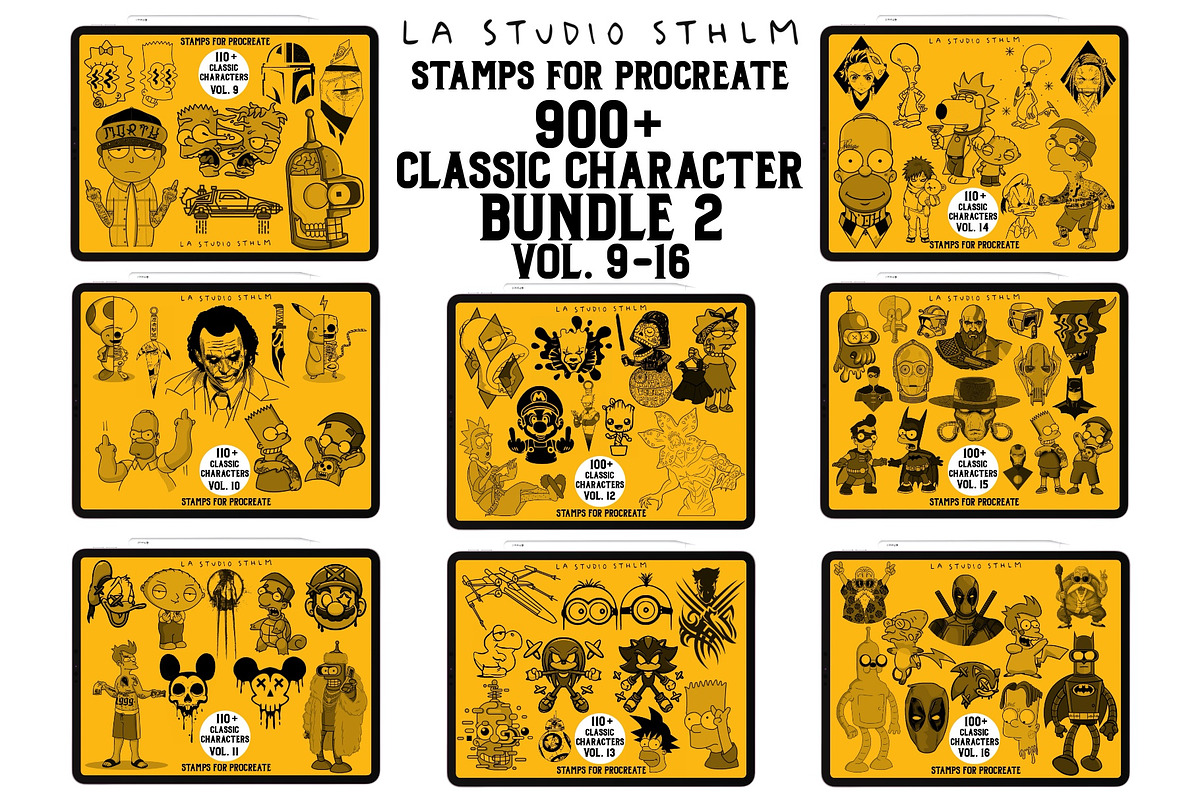 Bundle 2 Classic Character-Stamp Set, a Brush Add-On by LA Studio Sthlm (Photo 1 of 17)
