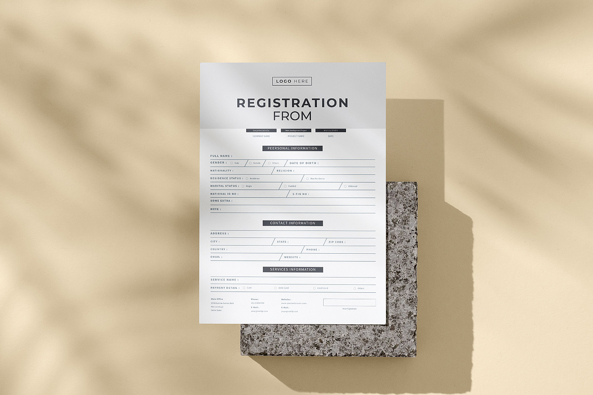 Registration Form | MS Word & Canva, a Stationery Template by obayes (Photo 3 of 3)