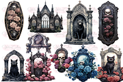 Gothic Tombstones Collection Clipart, an Object Illustration by Watercolor Digital (Thumbnail 5 of 18)