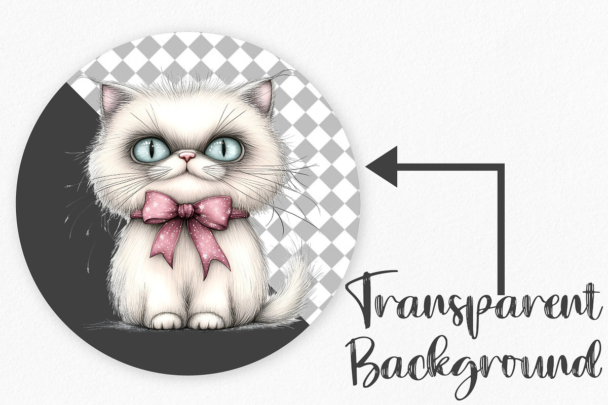 Whimsical Christmas Cute Cat Clipart, an Illustration by Canvas Craft (Photo 2 of 7)