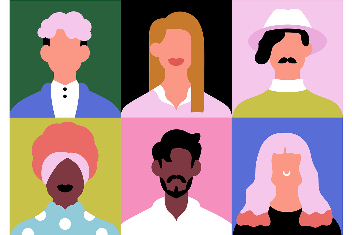 Abstract people face avatars set, a Person Illustration by Good Studio (Photo 8 of 13)