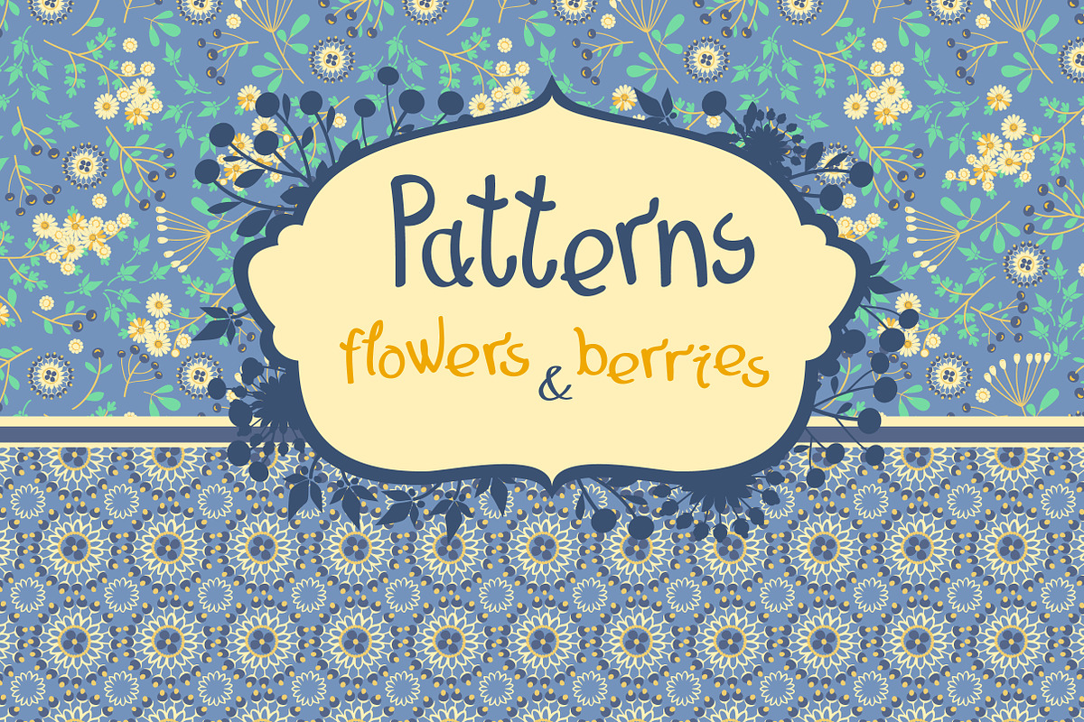 Seamless pattern - flowers & berries, a Pattern Graphic by BondarenkoNat (Photo 1 of 5)