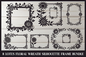 8 Lotus Floral Frame Bundle, an Illustration by Designs_River