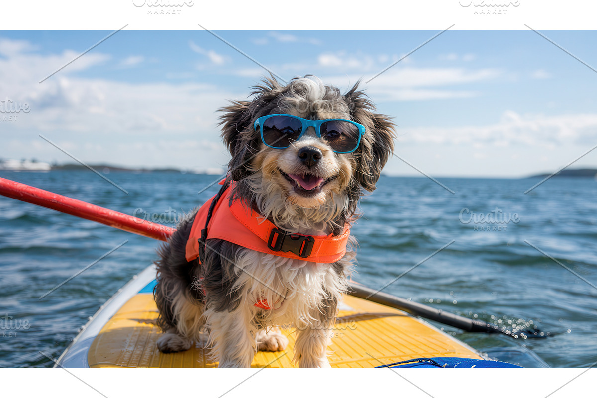 Adorable dog wearing sunglasses and, an Illustration by tilialucida