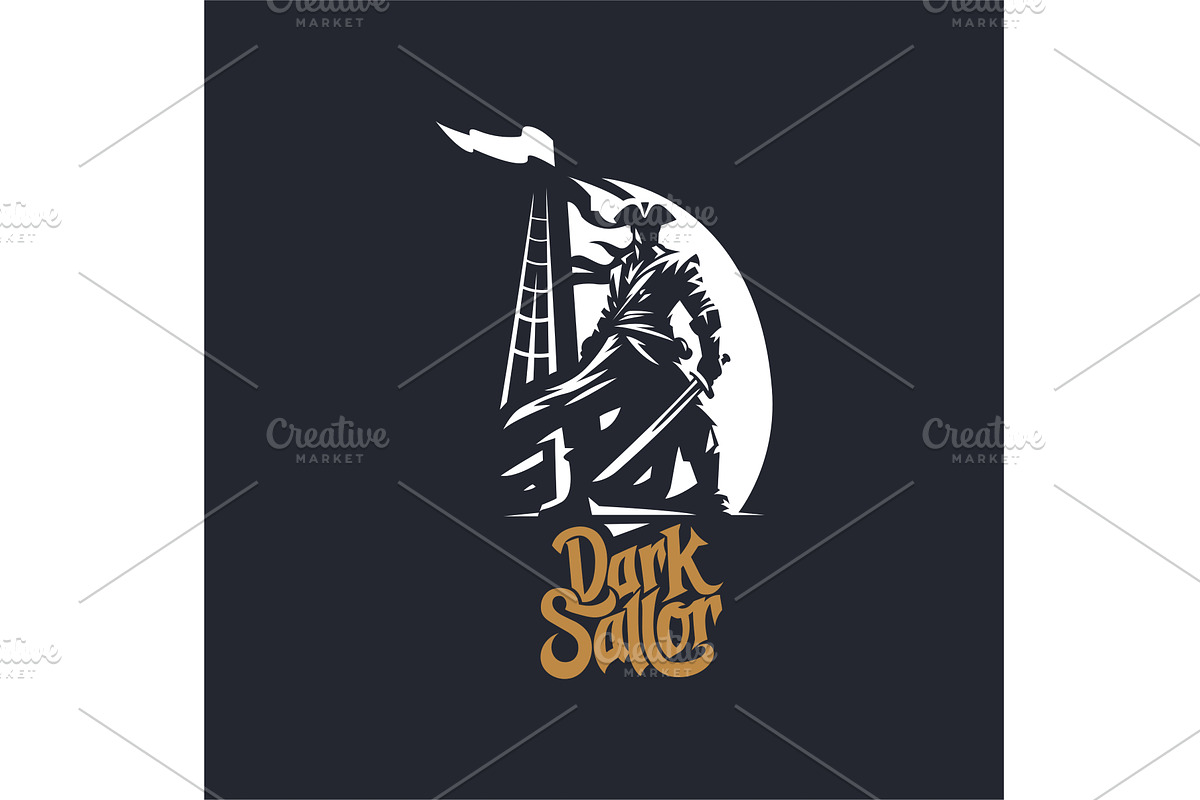 lustrate a emblem-style pirate ship, a Person Illustration by Masterlevsha