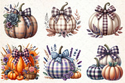 Autumn Pumpkin and Bow Clipart, an Illustration by Libby Wishes (Thumbnail 2 of 11)