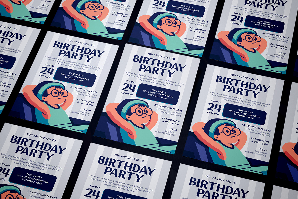 Relaxior Birthday Party Invitation, an Invitation Template by AQR Studio (Photo 2 of 2)