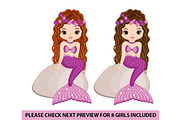 Vector Beautiful Mermaid Clipart, an Illustration by TheCreativeMill (Thumbnail 6 of 6)