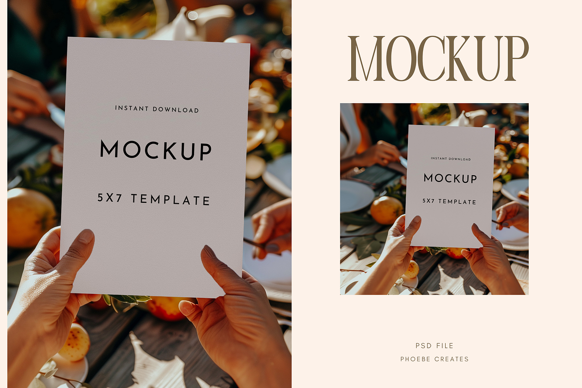 Summer Dinner 5x7 Card Mockup PSD, a Mockup by PhoebeCreates (Photo 2 of 8)