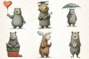 Quirky Funny Bear Clipart, an Illustration by DreamCafeArt (Thumbnail 2 of 7)