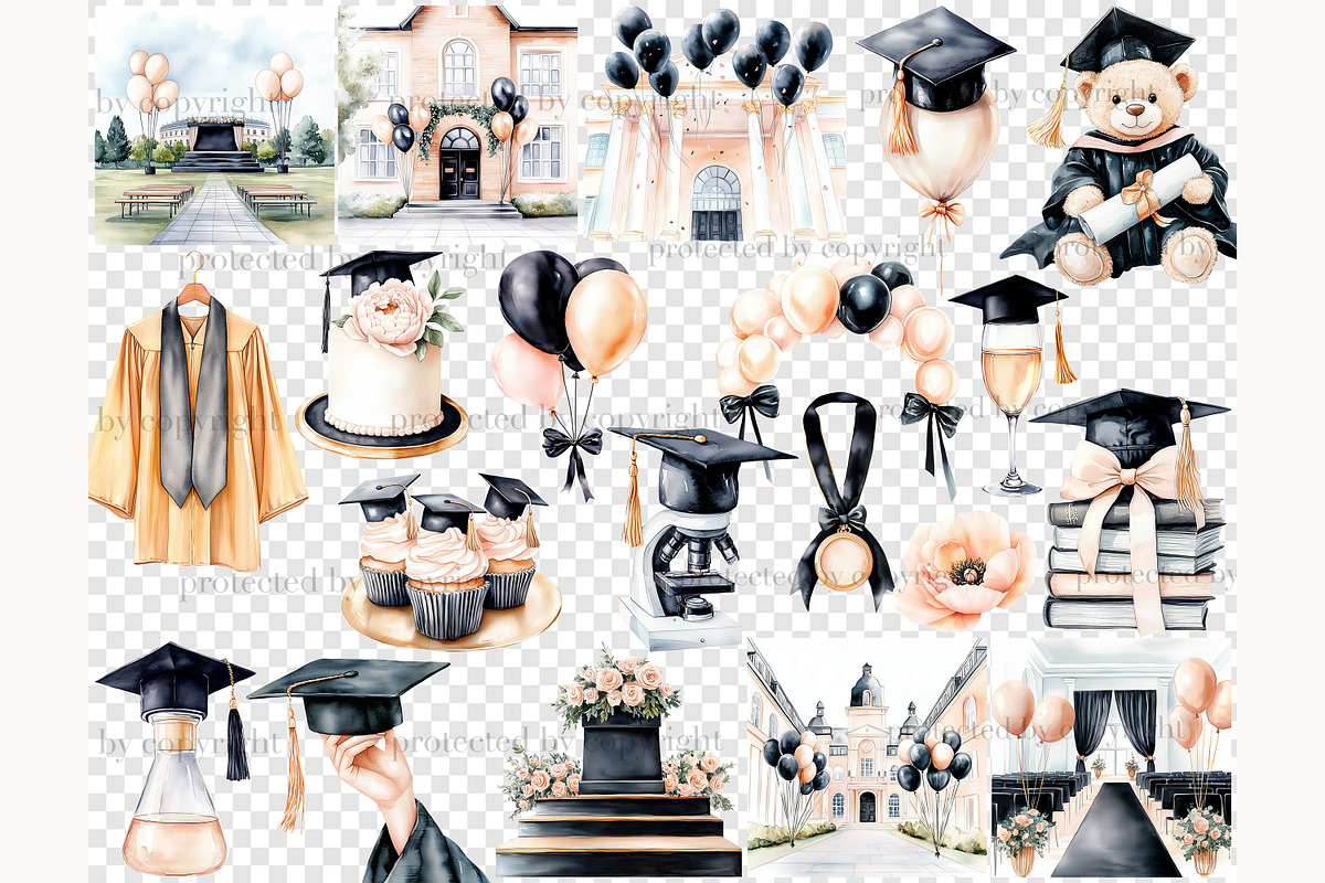 Graduation Clipart PNG, a Person Illustration by GlamArtZhanna (Photo 6 of 8)