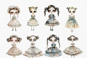 Peculiar Clipart, Whimsical Dolls