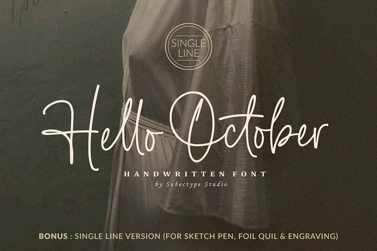 Hello October - Single Line font, a Script Font by Subectype Studio (Photo 1 of 10)