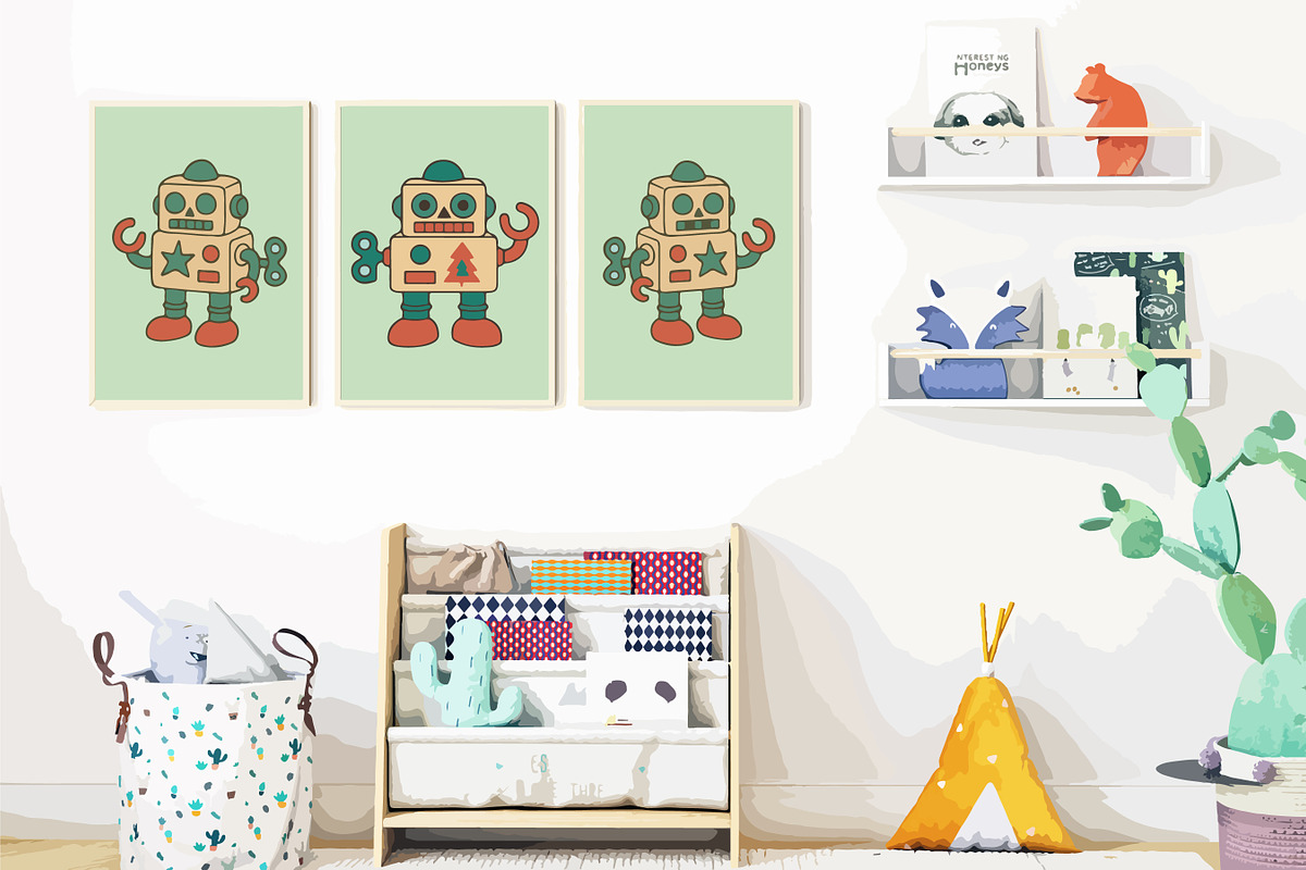 Retro Christmas Toy Robots Graphics, an Object Graphic by Blynn Pippen (Photo 12 of 26)