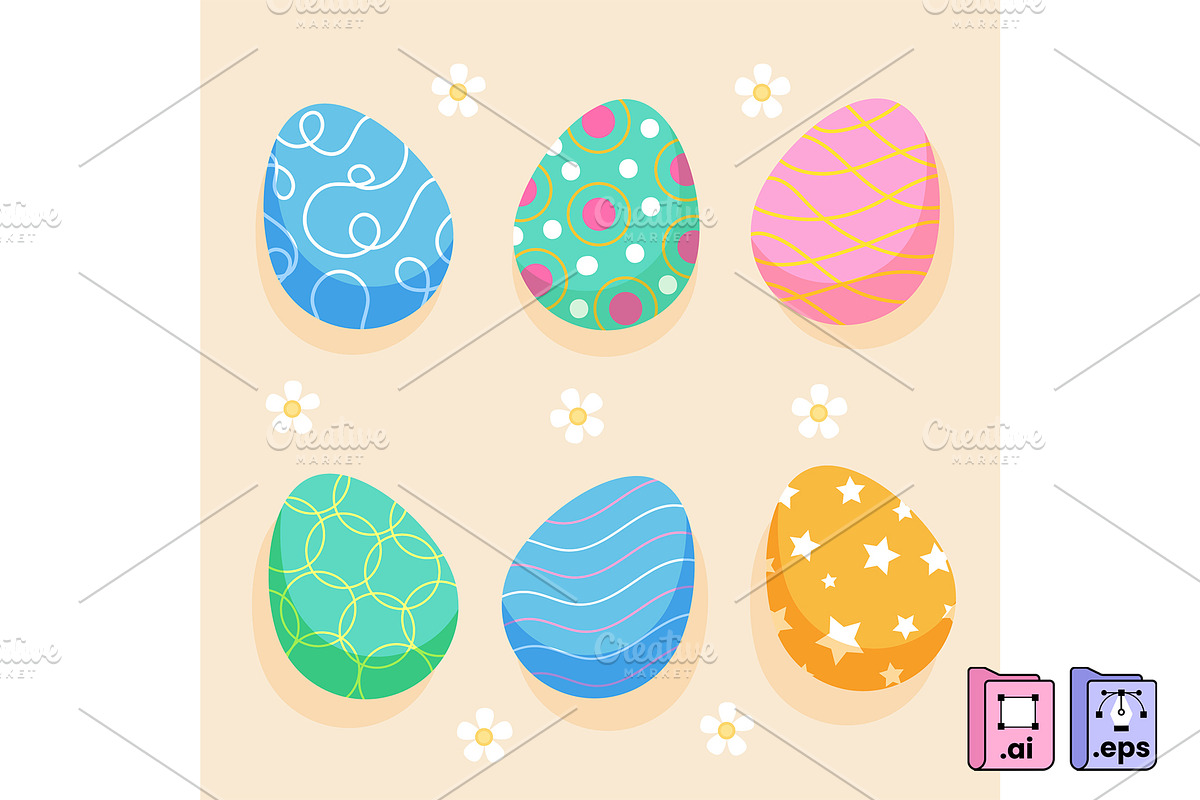 Colorful Easter Egg Set, an Object Illustration by MISS CHATZ (Photo 2 of 3)
