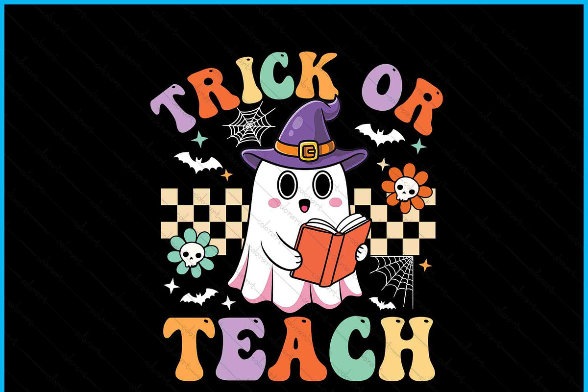 Trick Or Teach Groovy Teacher SVG, an Object Graphic by Creativeusart (Photo 2 of 4)
