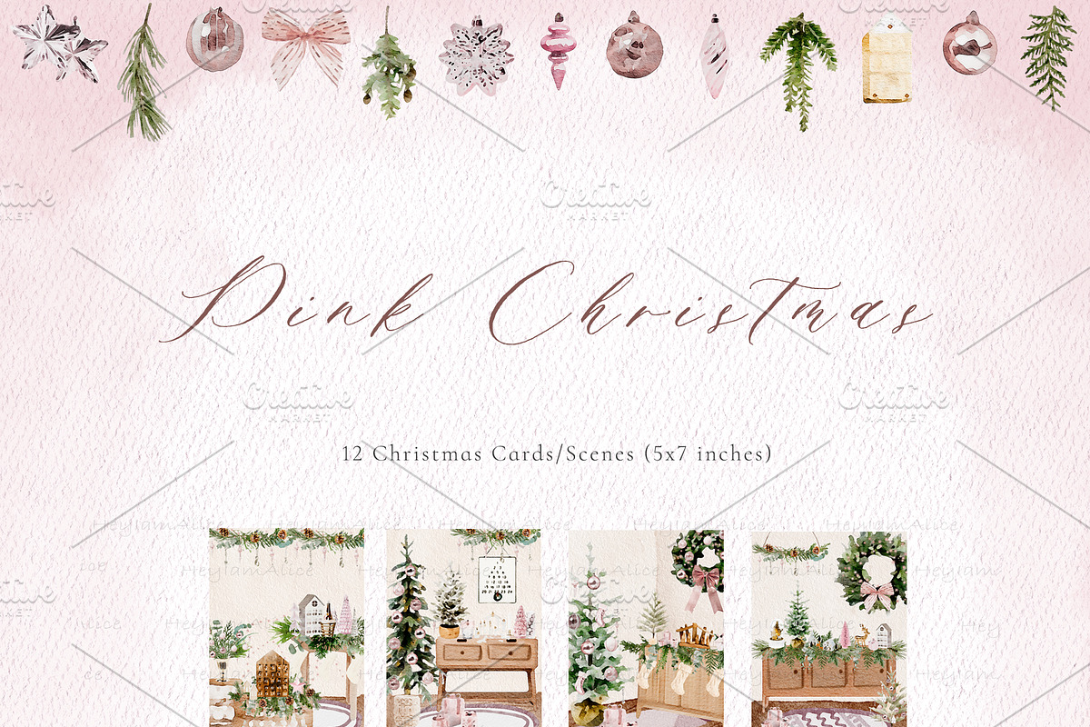 Pink Christmas, a Decorative Illustration by heyiamalice (Photo 6 of 15)