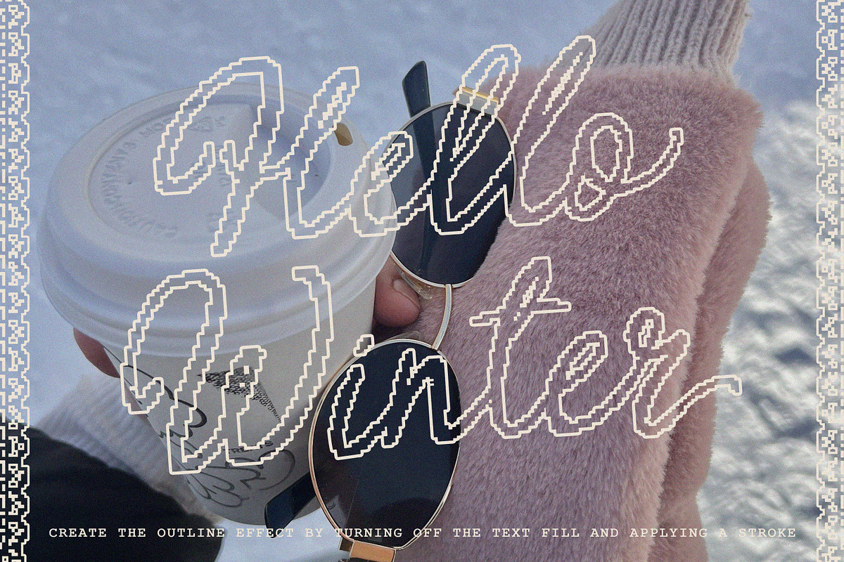 Miss Winter A Cozy Pixel Script Font, a Font by AnMark (Photo 6 of 11)