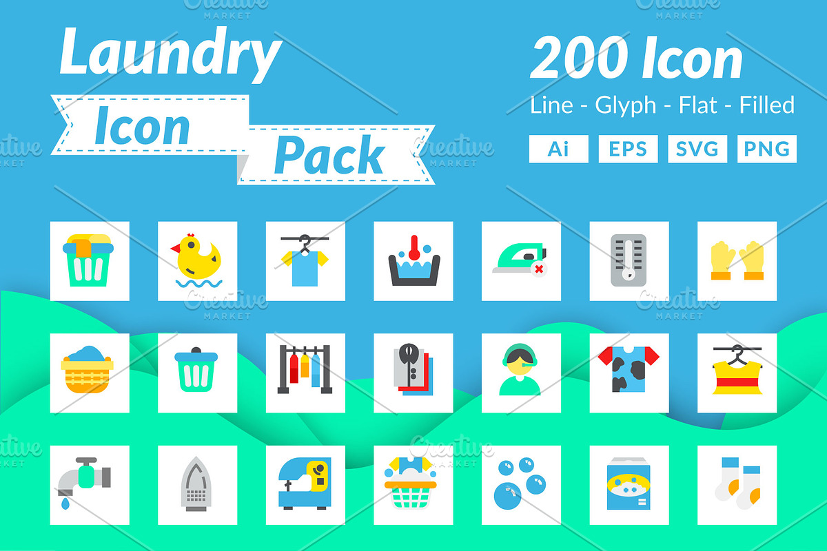 200 Laundry Icon Pack, an Icon by Creastale (Photo 1 of 5)