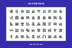 Winter travel icons, an Outline Icon by Wencory