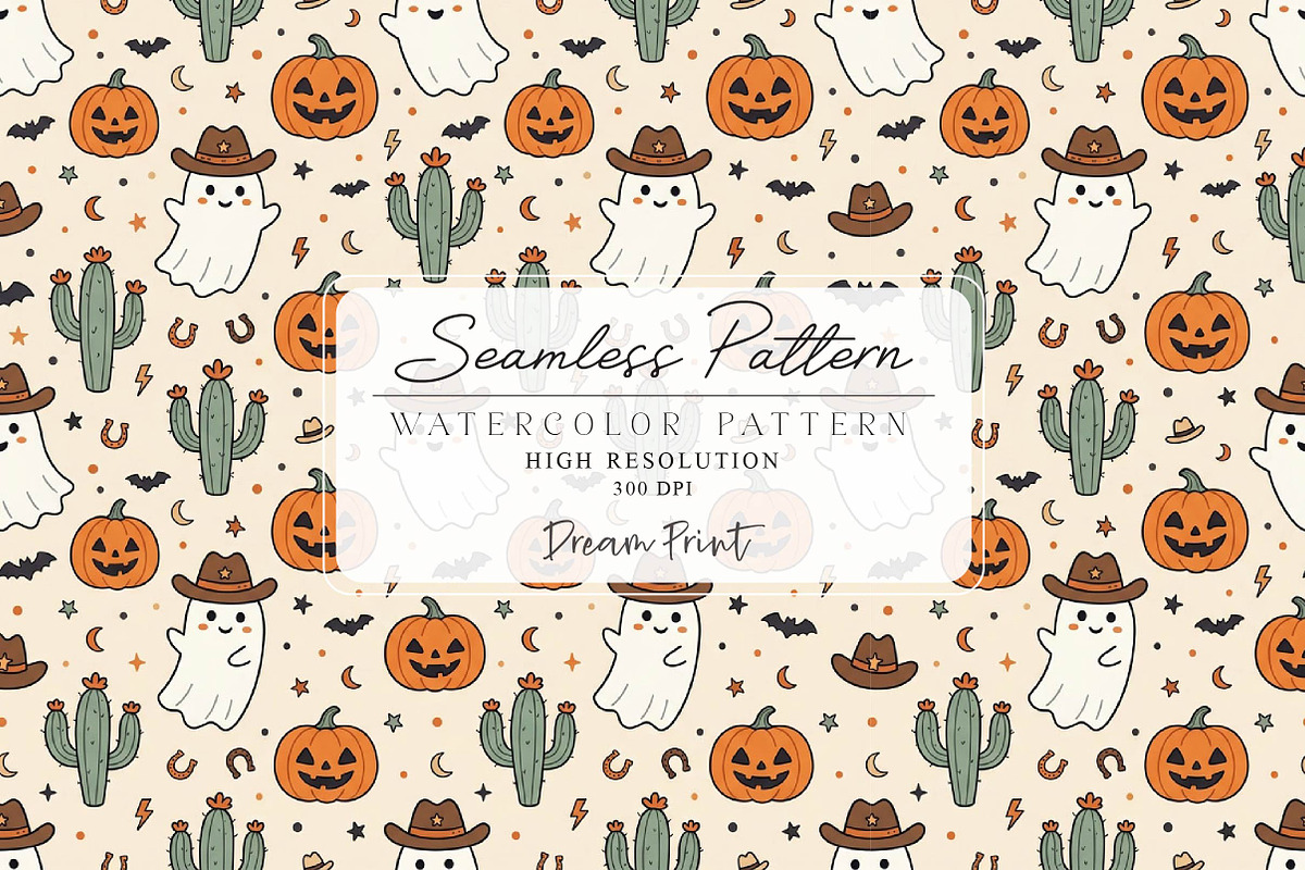 Spooky Halloween Seamless Pattern, a Texture Illustration by DreamPrint404 (Photo 1 of 3)