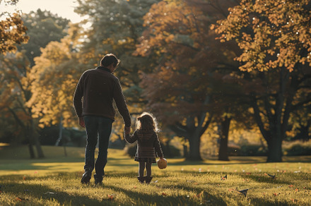 Father and daughter holding hands an, a Photo by Iftikhar Alam