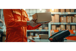 Courier Holding Package and POS, a Business Photo by piter.goskov
