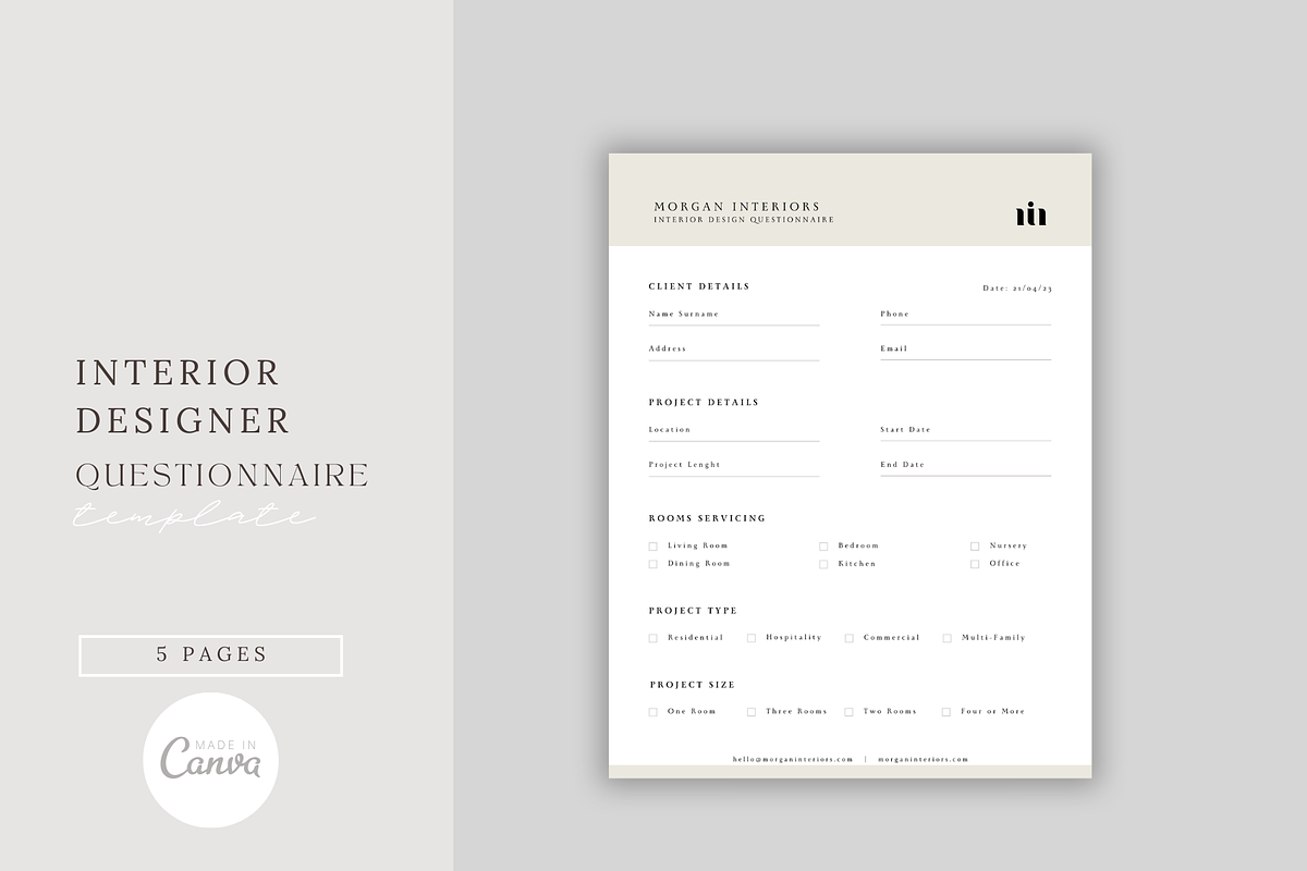Interior Design Client Questionnaire, a Presentation Template by ...