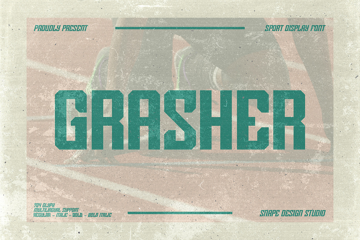 Grasher - Sport Font, a Sans Serif Font by Snape Design Studio (Photo 1 of 5)