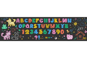Kid typography set with crayon, an Education Illustration by art PVP - market