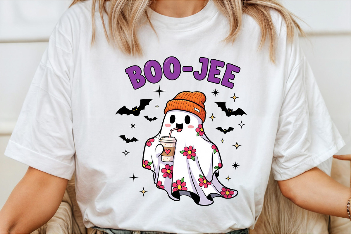 Retro Halloween Ghost PNG Sublimatio, an Illustration by DreamCafeArt (Photo 2 of 7)