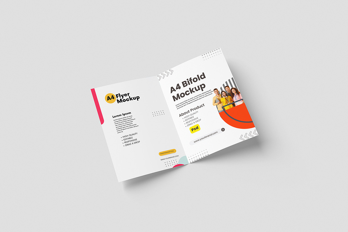 A5 Bifold Brochure Mockup, a Brochure Template by getproject (Photo 2 of 5)
