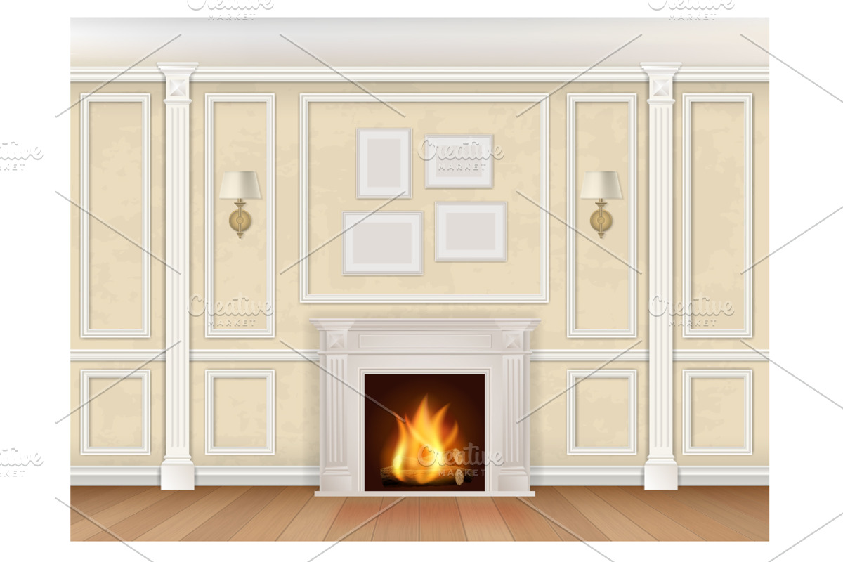 The wall of classic interior. Vector, a Decorative Illustration by belander (Photo 2 of 7)