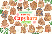 50 Kawaii Capybara Birthday Clipart, an Animal Illustration by Luxe (Thumbnail 1 of 4)