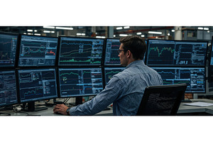 Financial analyst monitoring stock, an Illustration by tilialucida