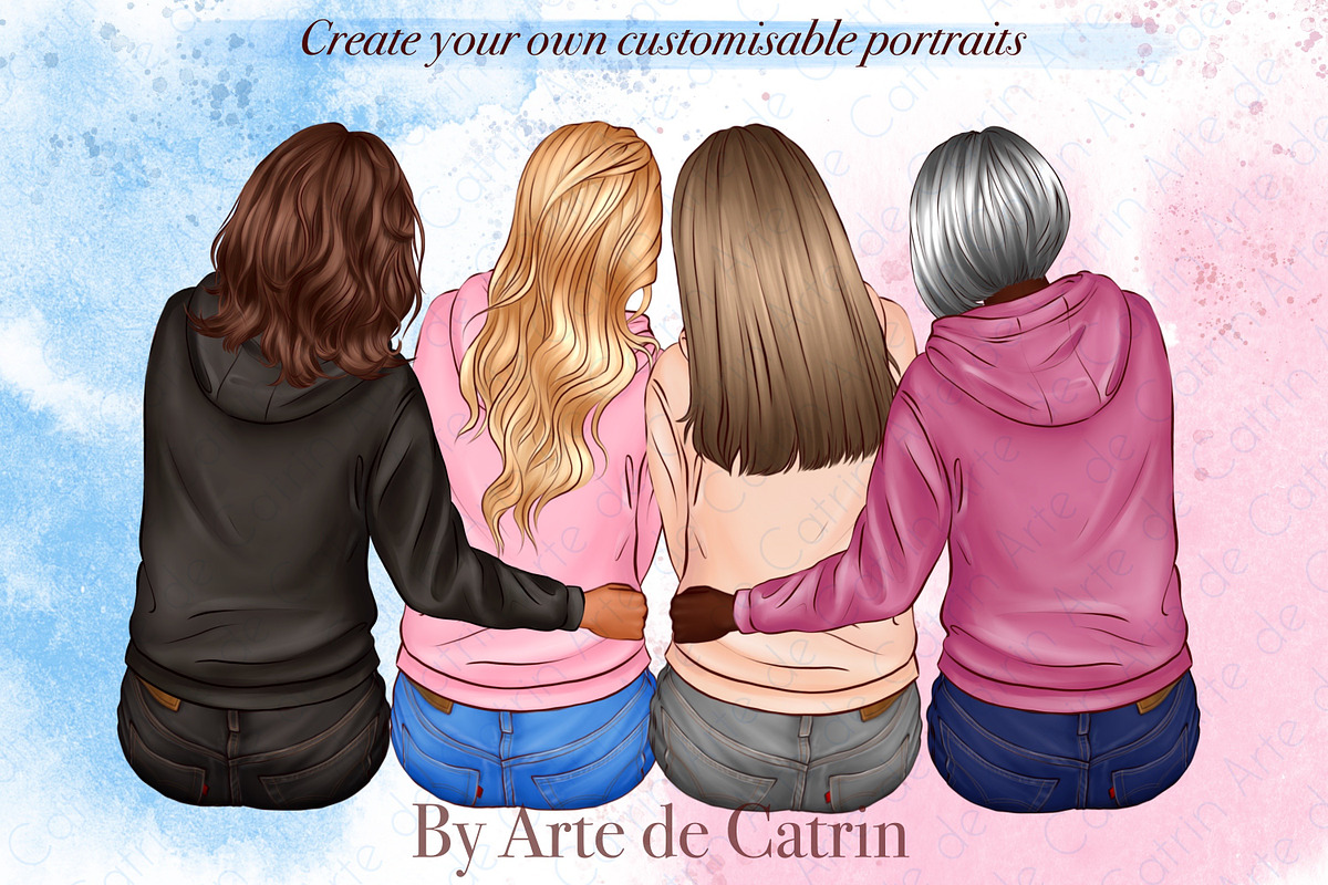 Big Family in Hoodies Clipart, a Person Illustration by ArtedeCatrin (Photo 7 of 12)