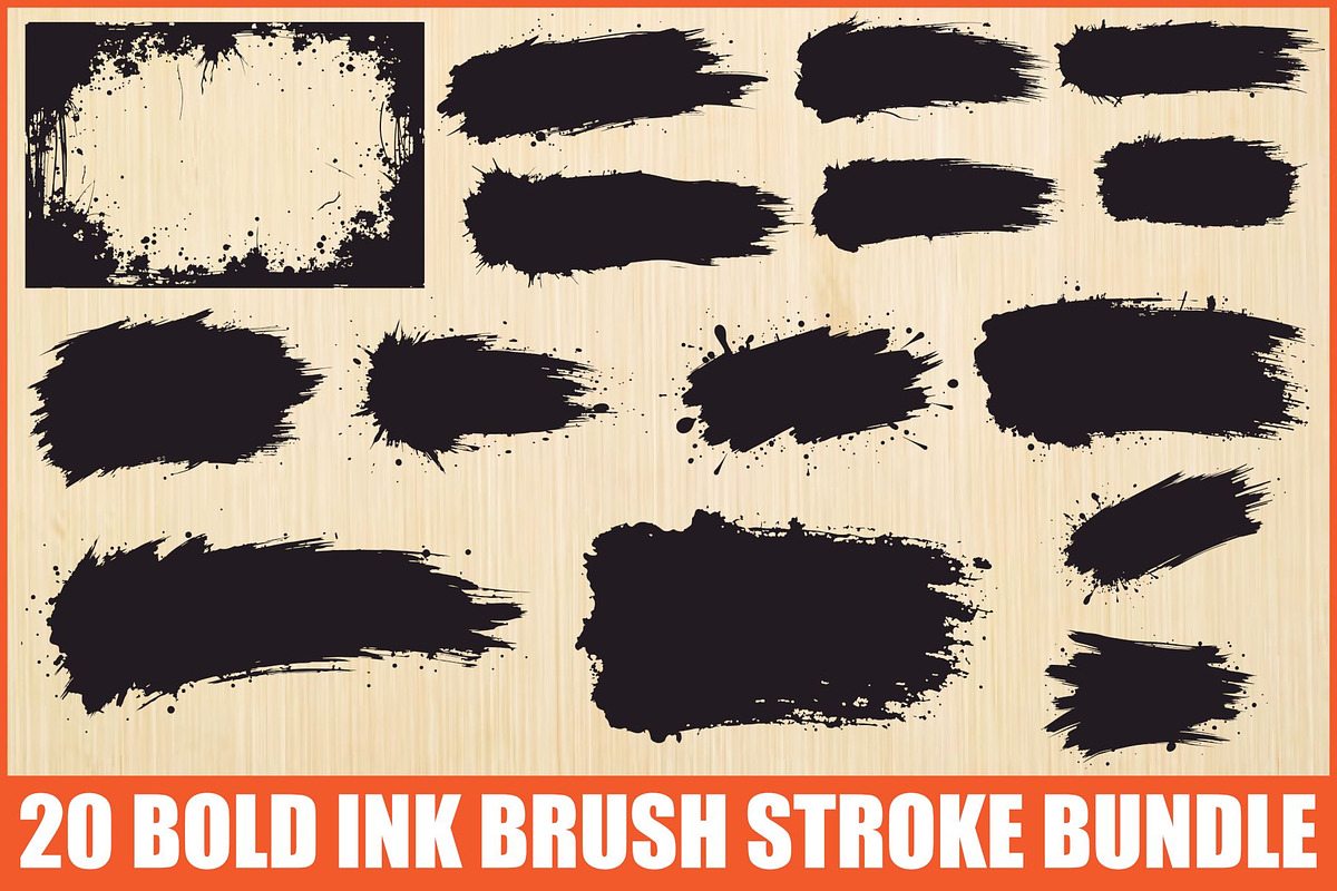 Bold Ink Brush Stroke Bundle, an Illustration by Amazin_art (Photo 1 of 21)