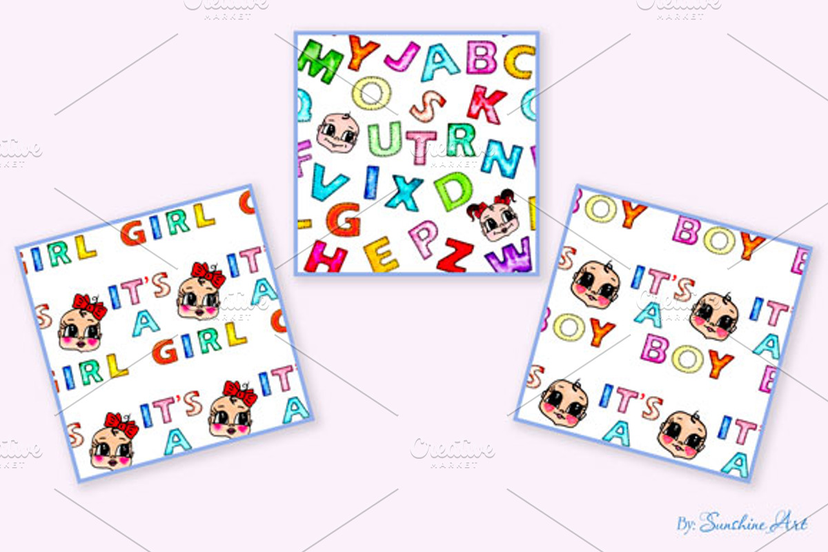 Watercolor Kids Alphabet, Cute Faces, a Decorative Illustration by Sunshine Art Shop (Photo 4 of 4)