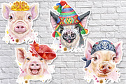 Cute watercolor pigs. Part 1, an Animal Illustration by Watercolor fantasy (Thumbnail 3 of 4)