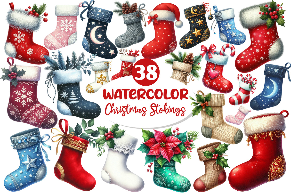 Christmas Stokings Clipart, an Illustration by Dream Creation (Photo 1 of 4)